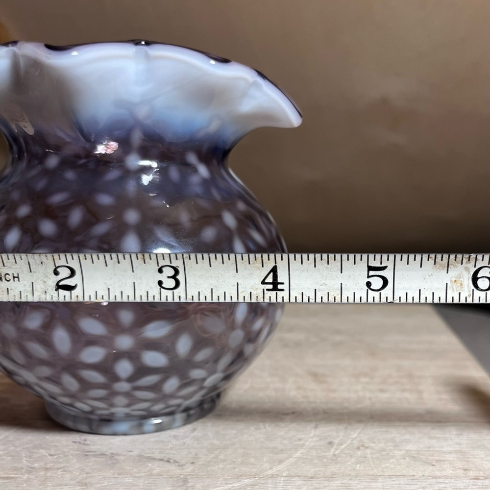 Sold! Fenton Purple Opalescent Snowflake Pitcher - Picture 7 of 8
